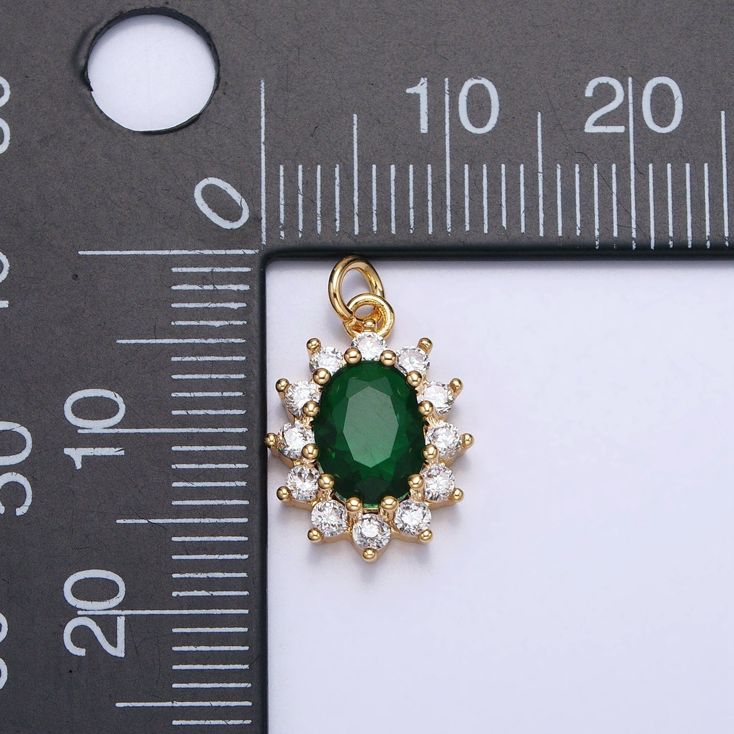 16K Gold plated Emerald Green Oval Celestial Sun Star Add-On Charm in Gold & Silver | AC962 AC963