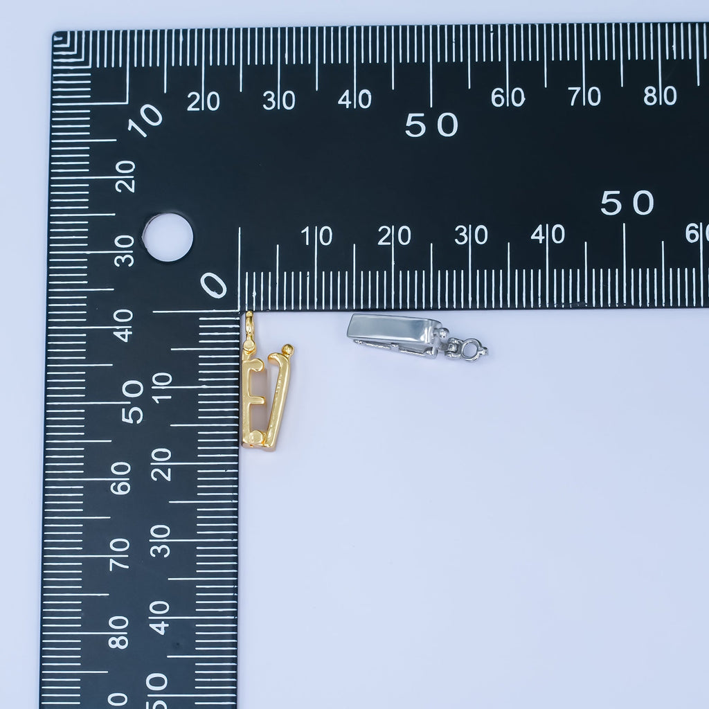 24K Gold plated Minimalist Snap Rectangular Bail Finding in Gold & Silver | Z1086
