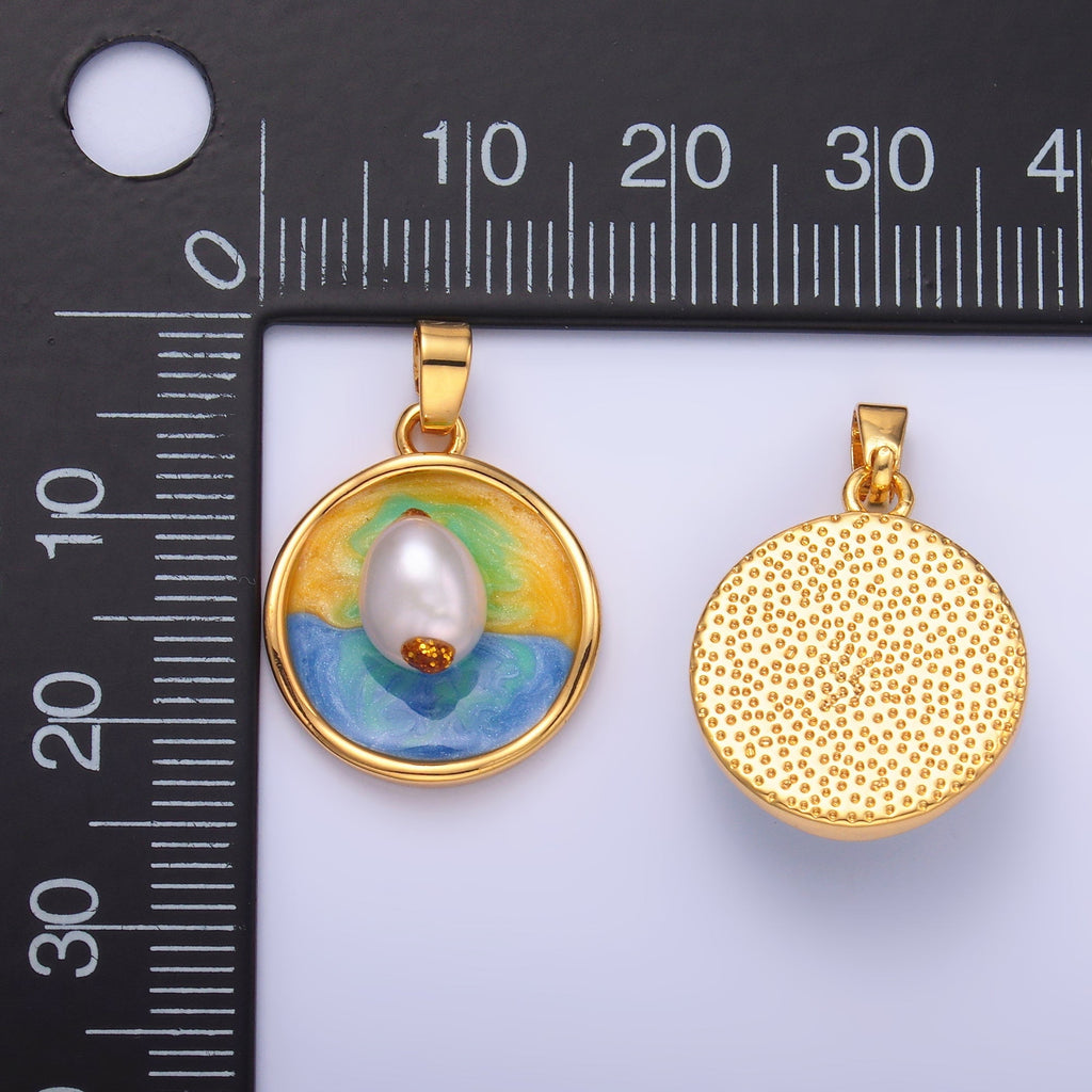 24K Gold plated Sunrise Freshwater Pearl Pendant | AA1460