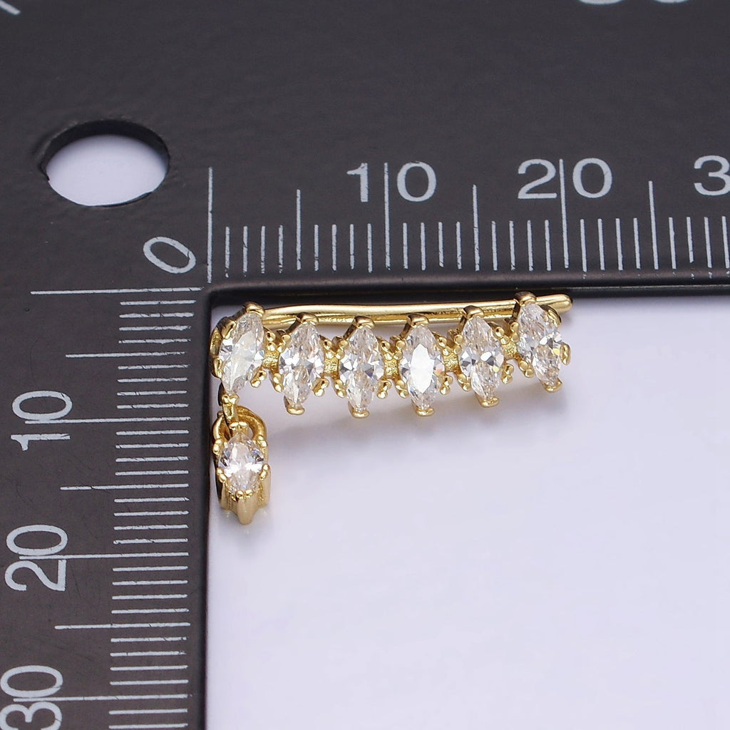 ALI sent sample - 14K Gold plated Cz Marquise Earring Hooks Set 1 pair | AE-482