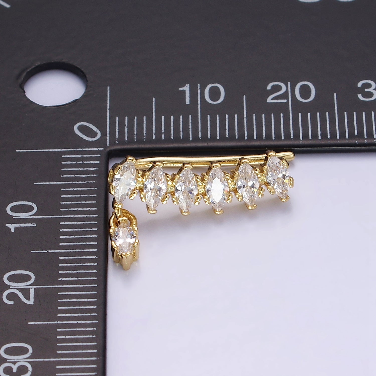 ALI sent sample - 14K Gold plated Cz Marquise Earring Hooks Set 1 pair | AE-482