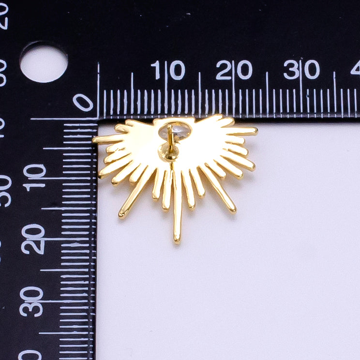 16K Gold plated 24mm Clear Oval CZ Geometric Sunburst Drop Stud Earrings | Clearance