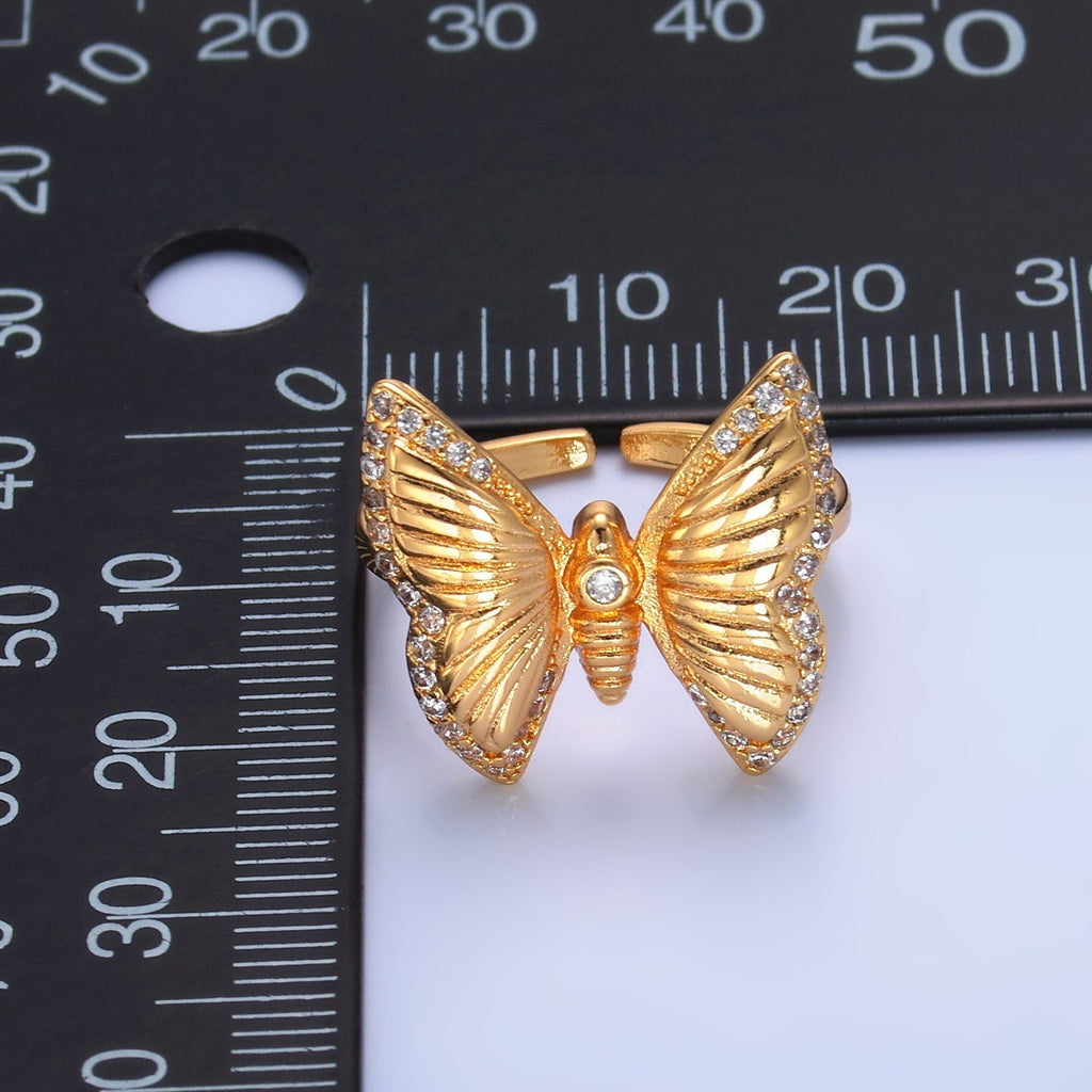 16K Gold plated CZ Butterfly Adjustable Ring | O302 & O303
