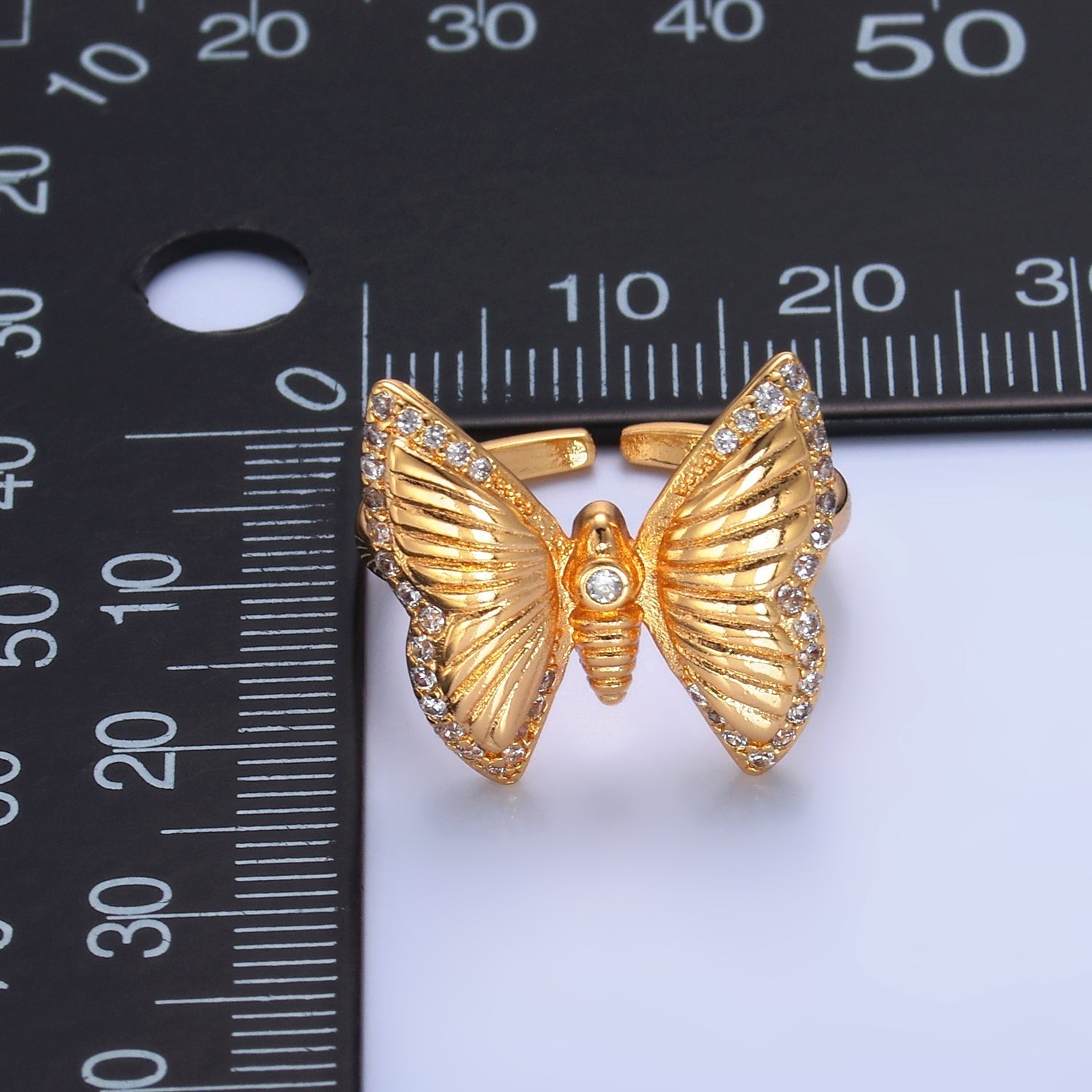 16K Gold plated CZ Butterfly Adjustable Ring | O302 & O303