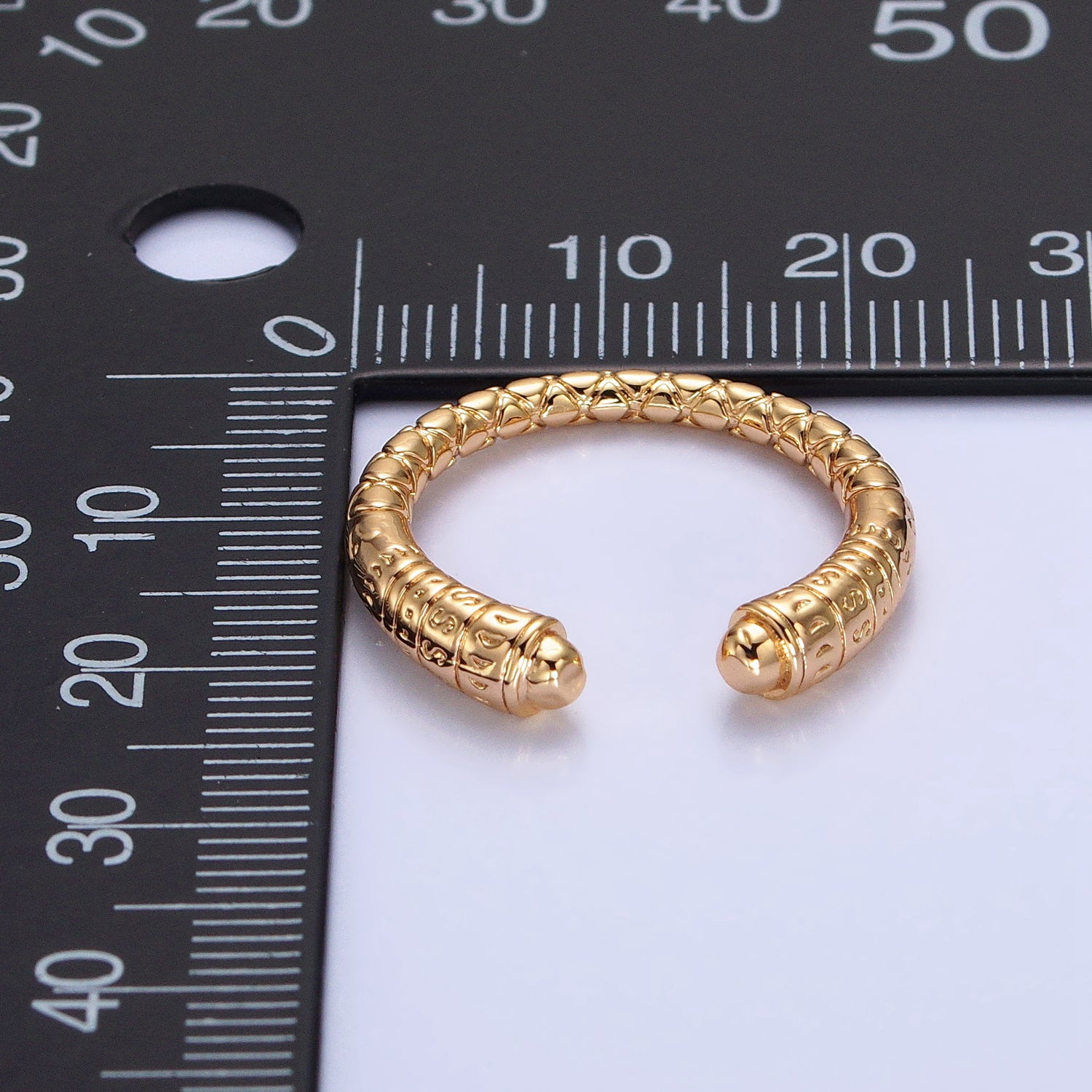 16K Gold plated Engraved S Crescent Moon Open Adjustable Ring  in Gold & Silver | O-1926 O-1927