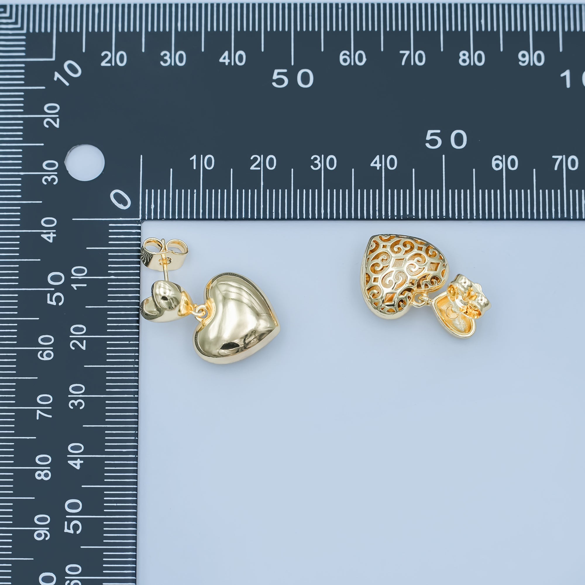 24K Gold plated Chubby Heart Minimalist Stud Earrings | AD1226