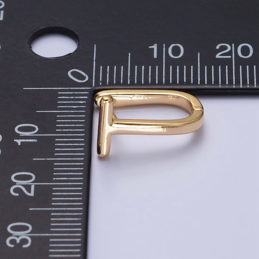 14K Gold plated 15mm T-Shaped Geometric Oblong U-Shaped Hoop Earrings in Gold | AB440
