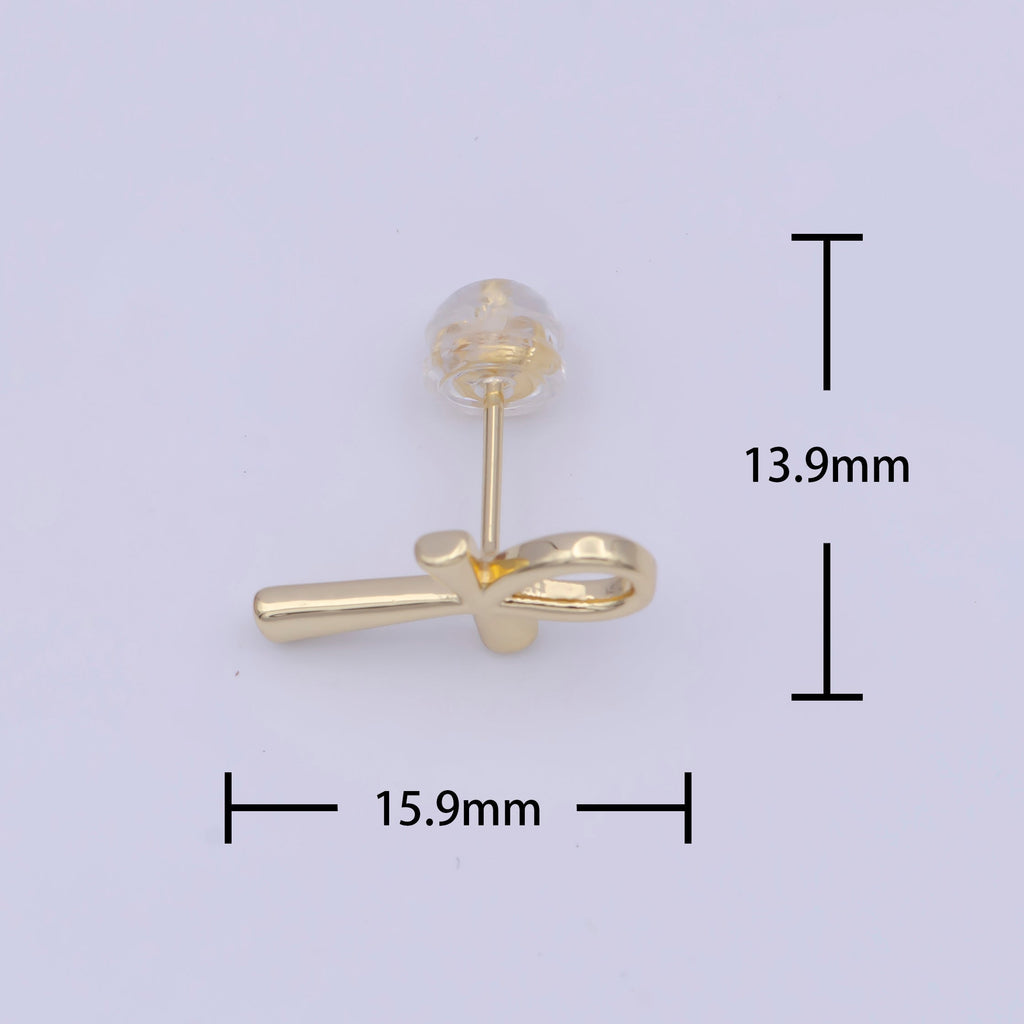 Gold Egyptian Ankh Stud Earrings, Egyptian Symbol, Life , Religious, Egyptian Jewelry, Cartilage Earring X-930 X-931 - DLUXCA