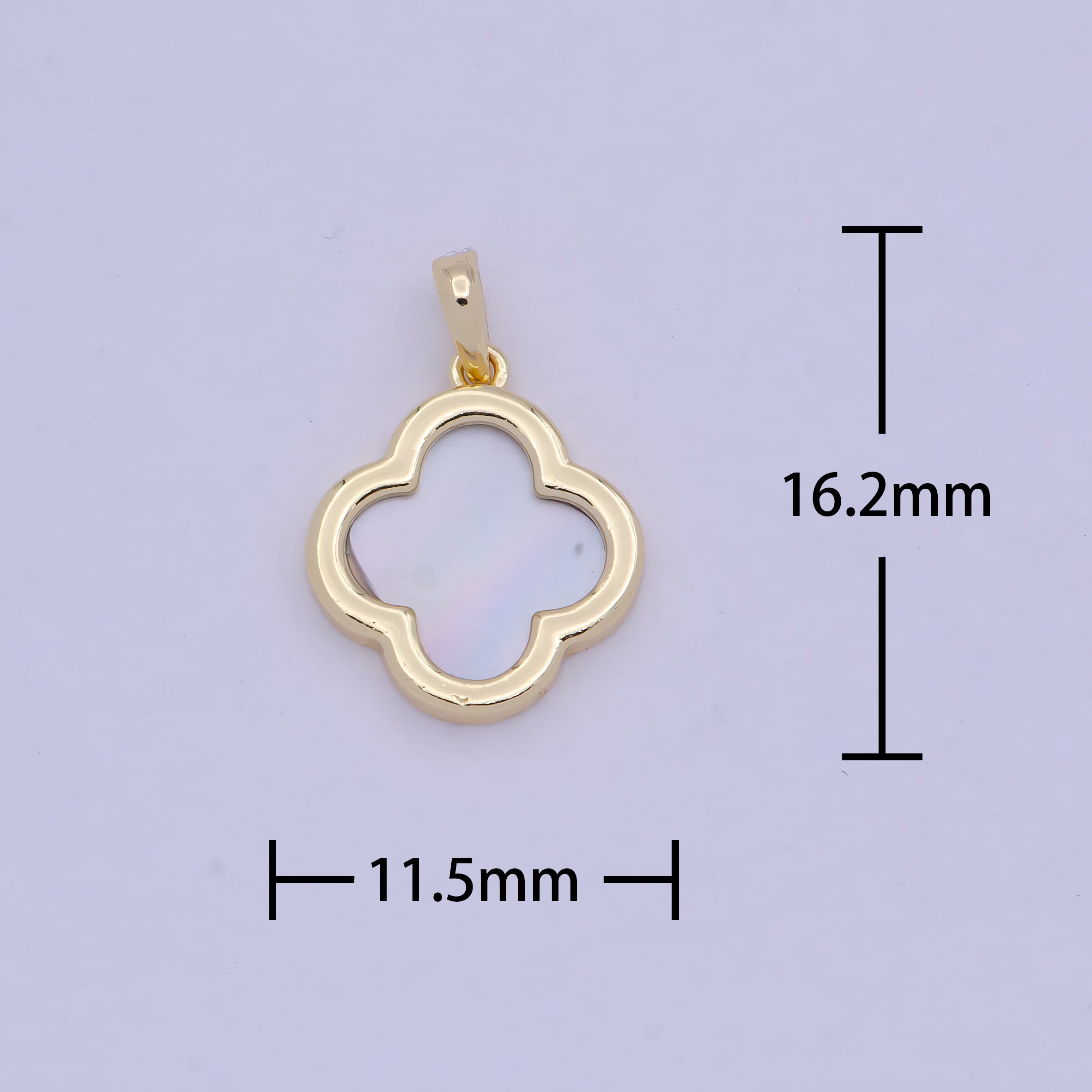 Mini 14K Gold plated Pearl Shell Quatrefoil Clover Pendant | X350 - DLUXCA