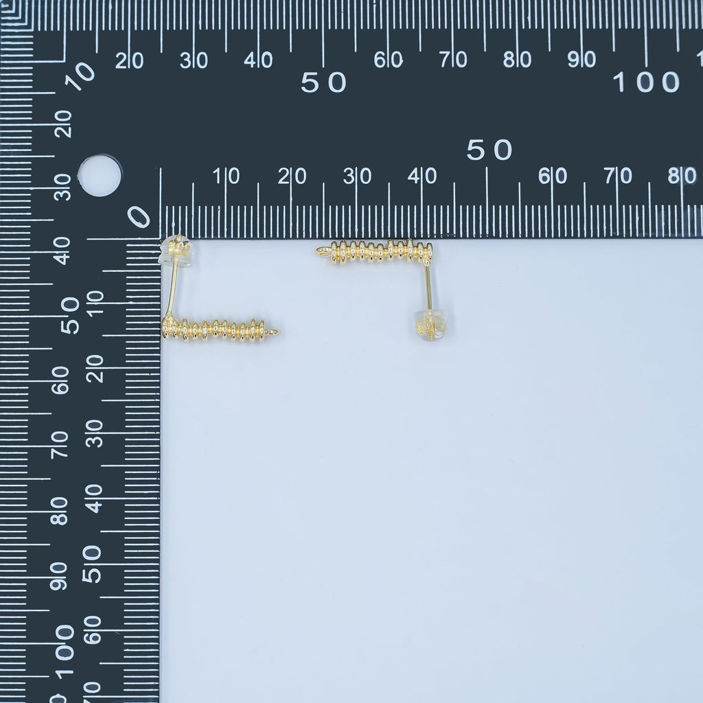 24K Gold plated Minimalist Coil Wrap Linear Drop Stud Earring Findings | Z1127