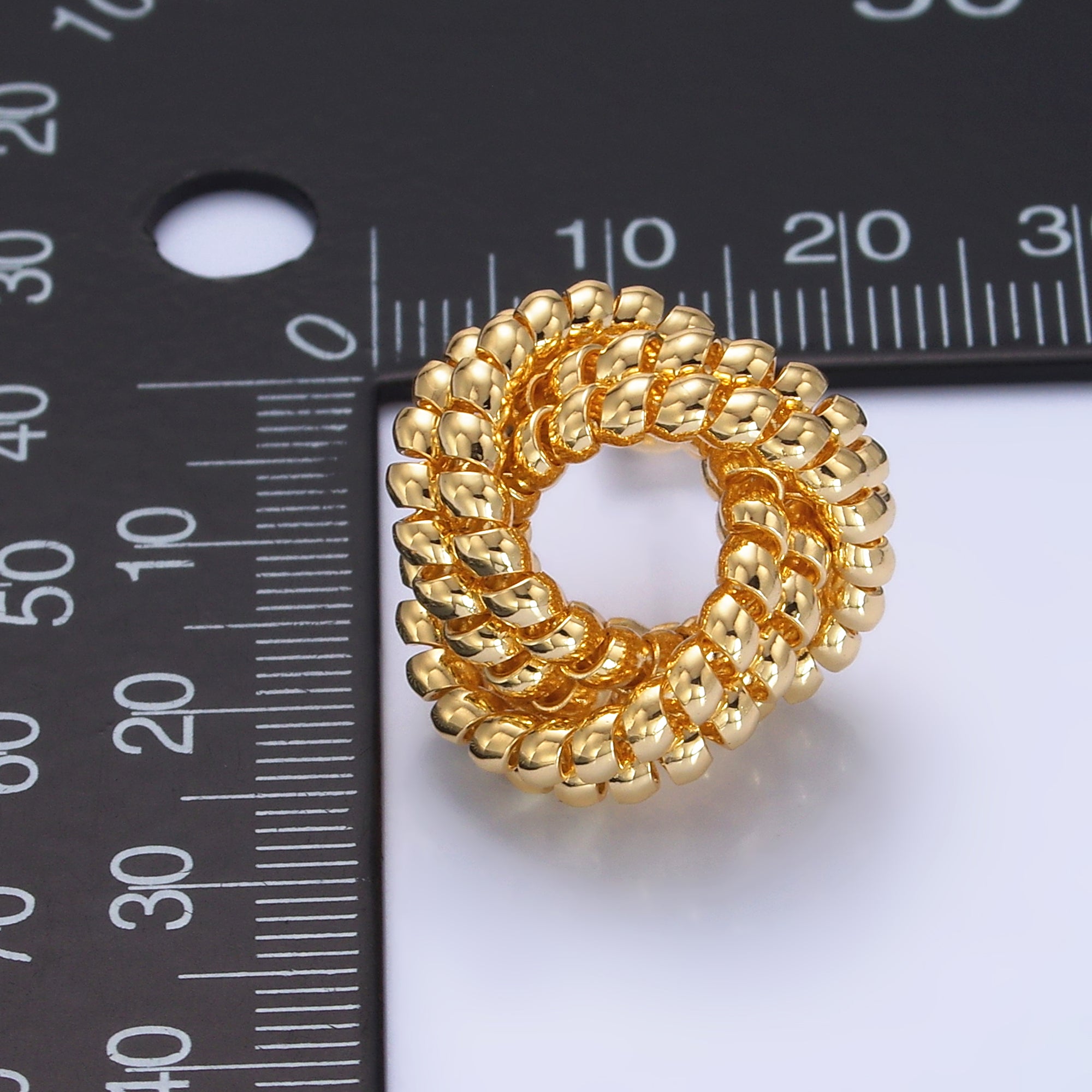 24K Gold plated 20mm Croissant Coil Geometric Knot Stud Earrings | AB705