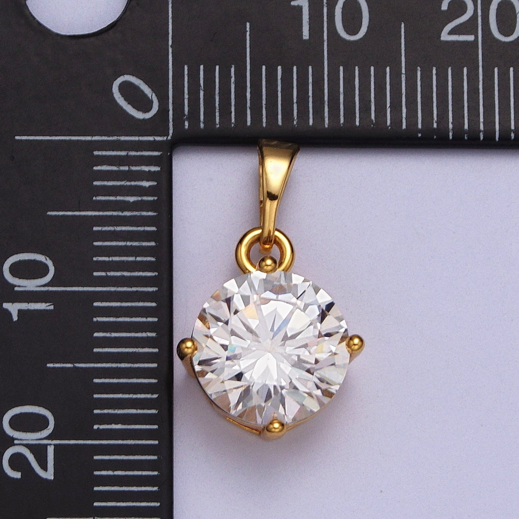 20.5mm Clear CZ Solitaire Round Classic Pendant | AA00018