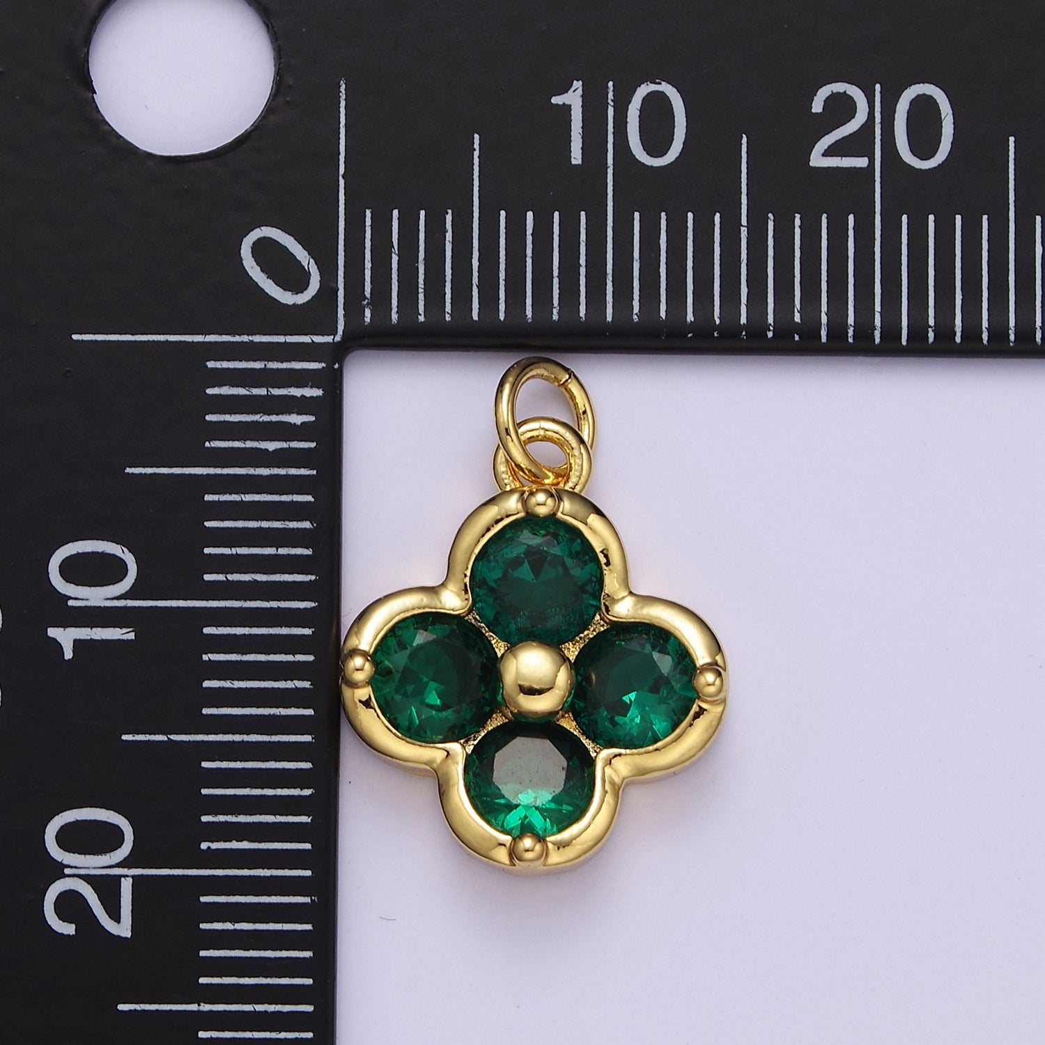 Mini Clover Charm Clear Pink Green CZ Lucky Charm E-768 E-769 E-770 - DLUXCA