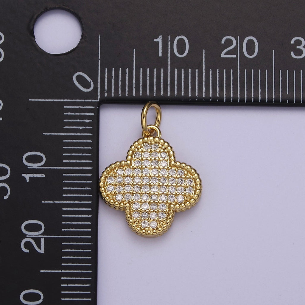 Dainty Gold clover charm, Silver clover pendants Lucky gold Pendant 14k Gold plated Charm E-708 E-709