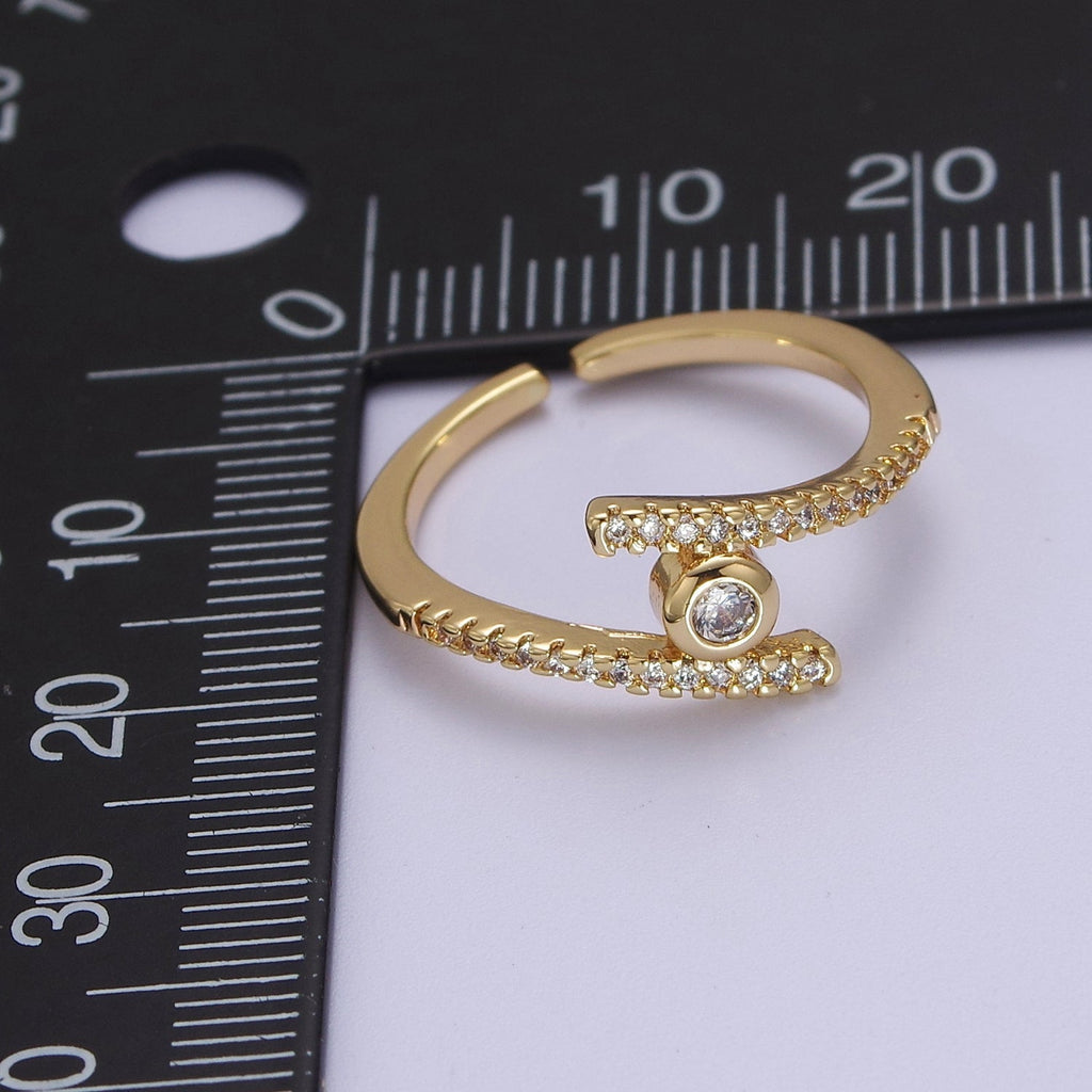Round Bezel Set Cubic Zirconia Gold plated Band For Stackable Jewelry S-537 - DLUXCA