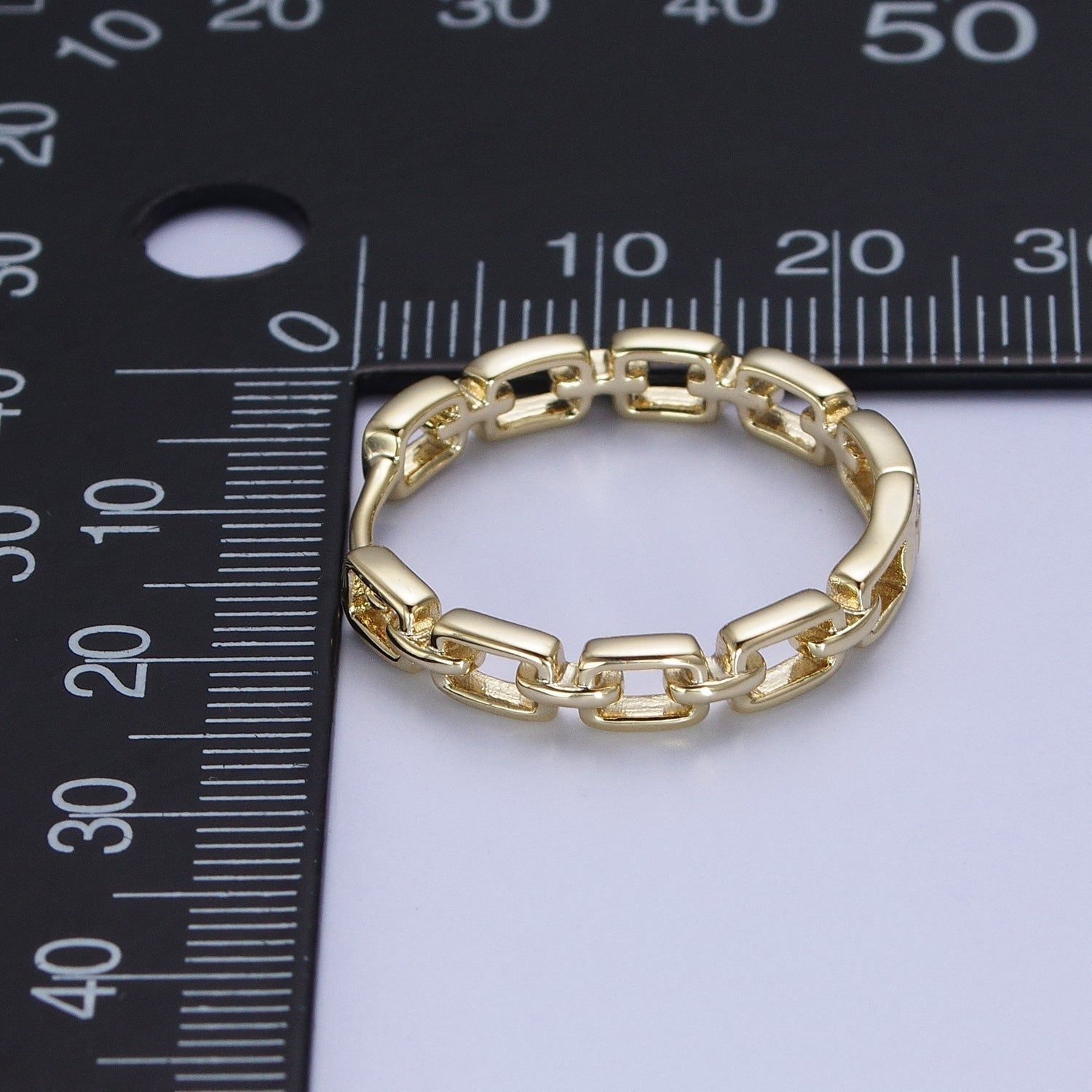 14K Gold plated Boxy Geometric Cable Chain Link Huggie Hoop Earrings | Y013 - DLUXCA