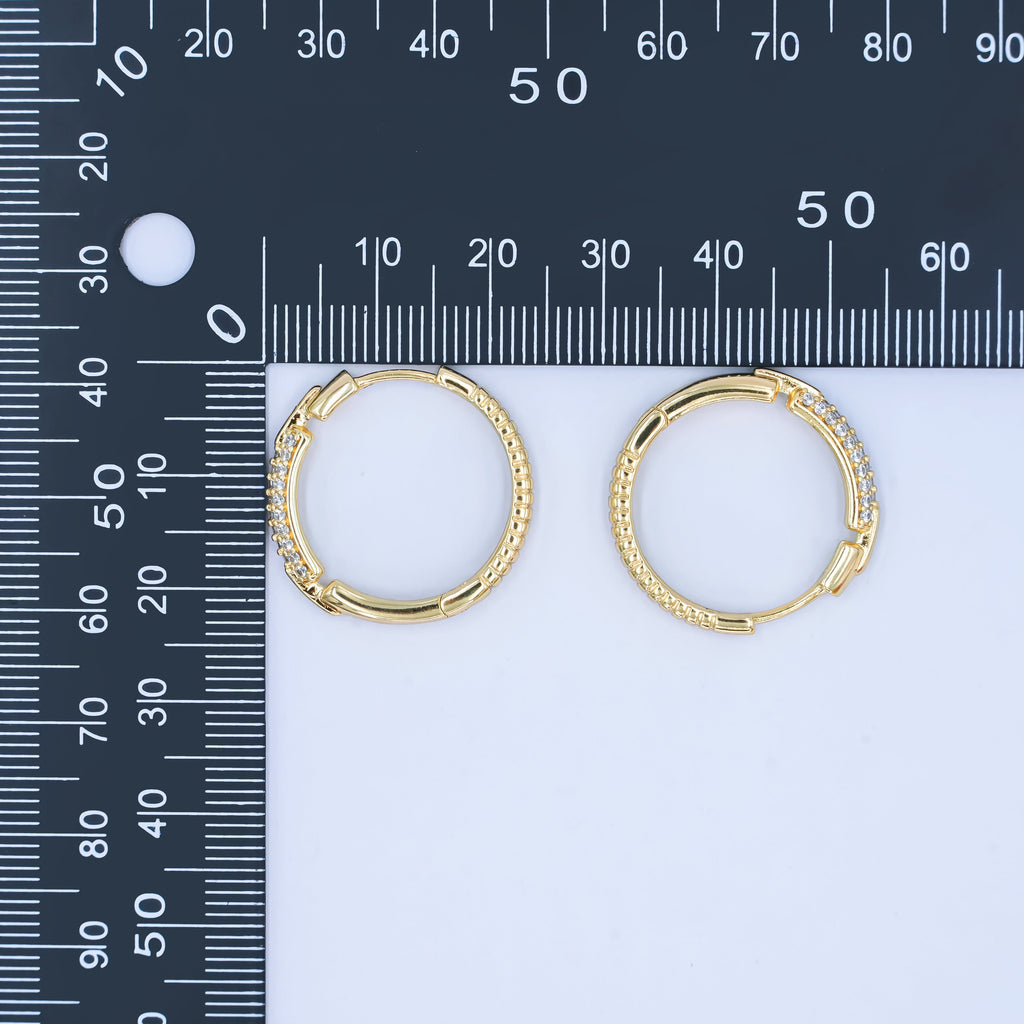 14K Gold plated 23mm Double Micro Paved CZ Endless Hoop Earrings | AB1541