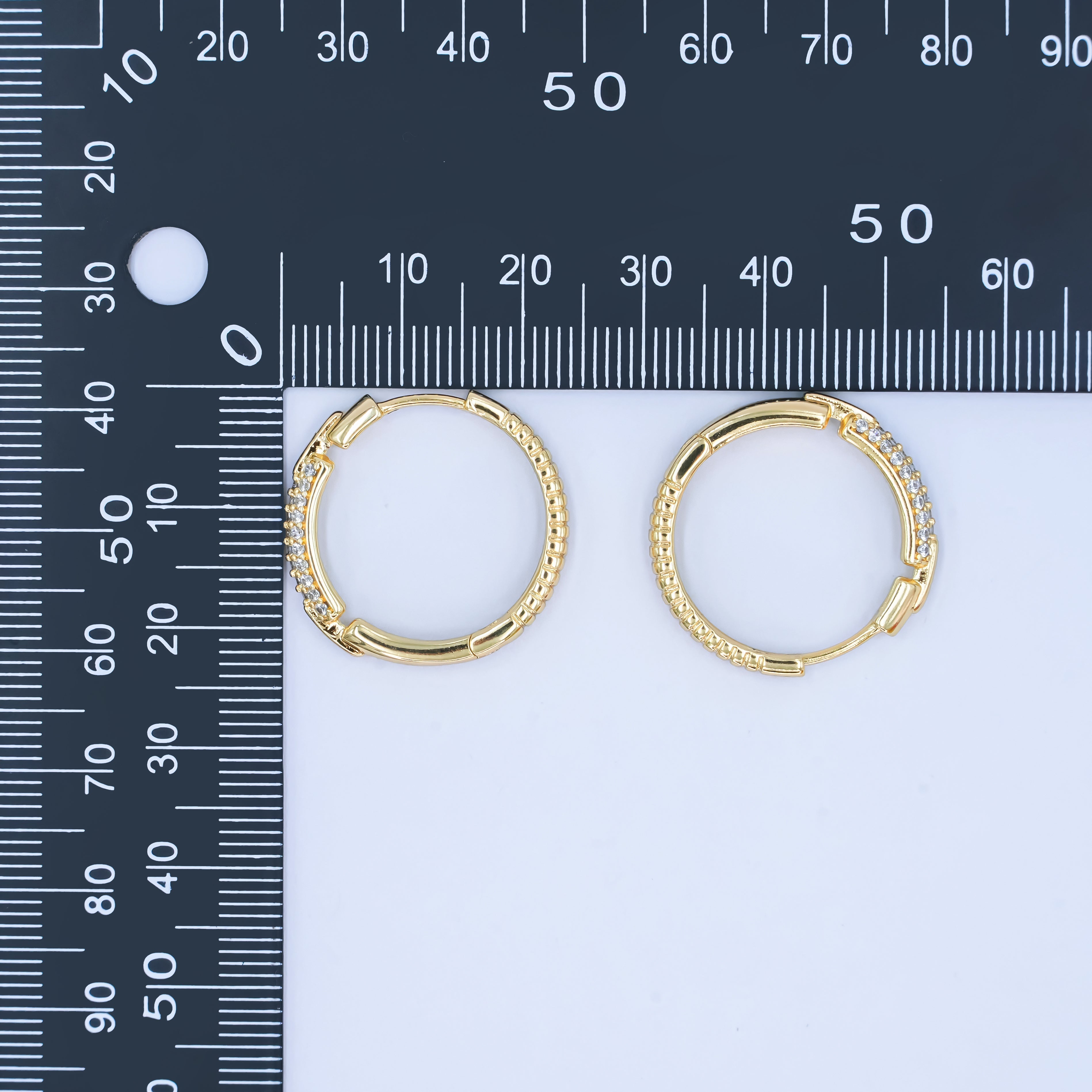 14K Gold plated 23mm Double Micro Paved CZ Endless Hoop Earrings | AB1541