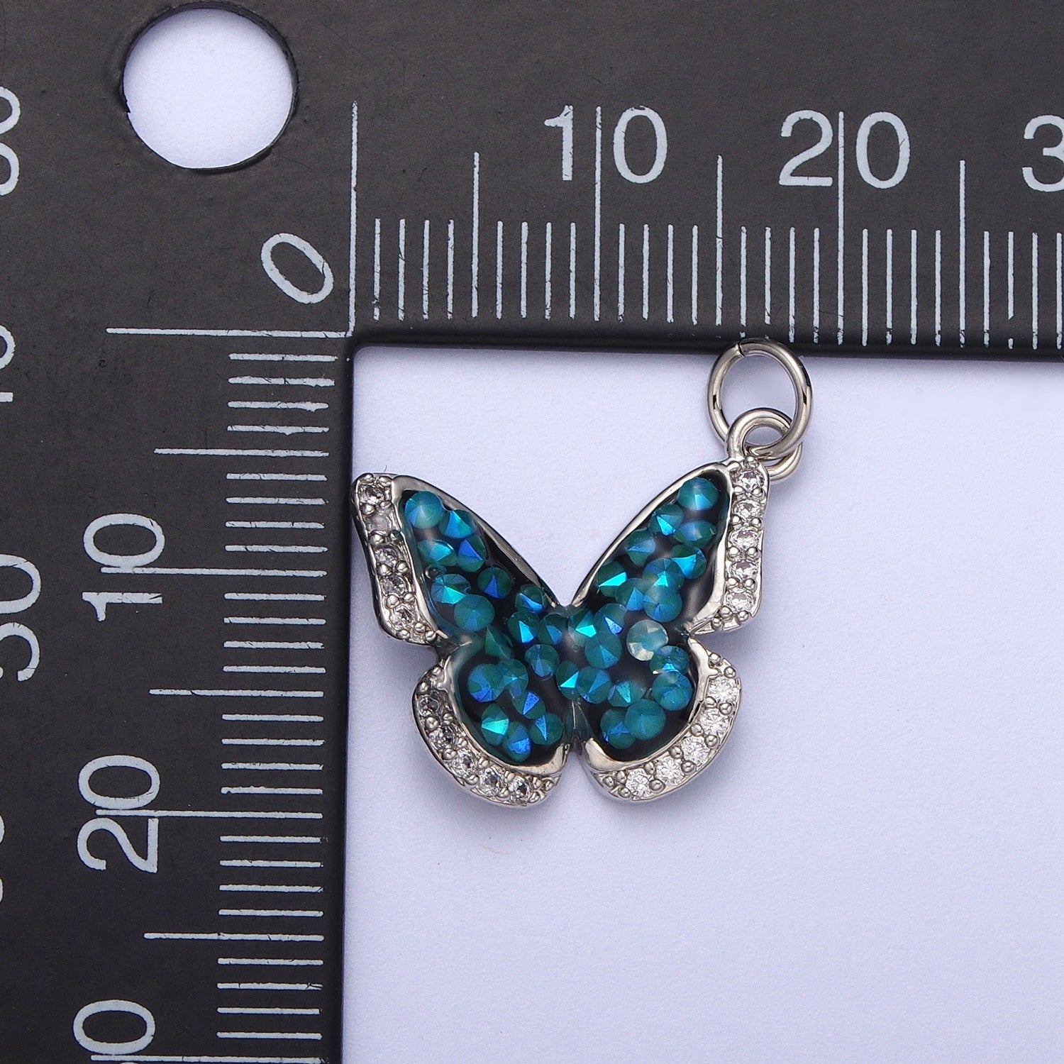 14K Gold plated Green, Pink, Purple, Blue AB Micro Paved CZ Monarch Butterfly Charm in Gold & Silver | W77 - W780