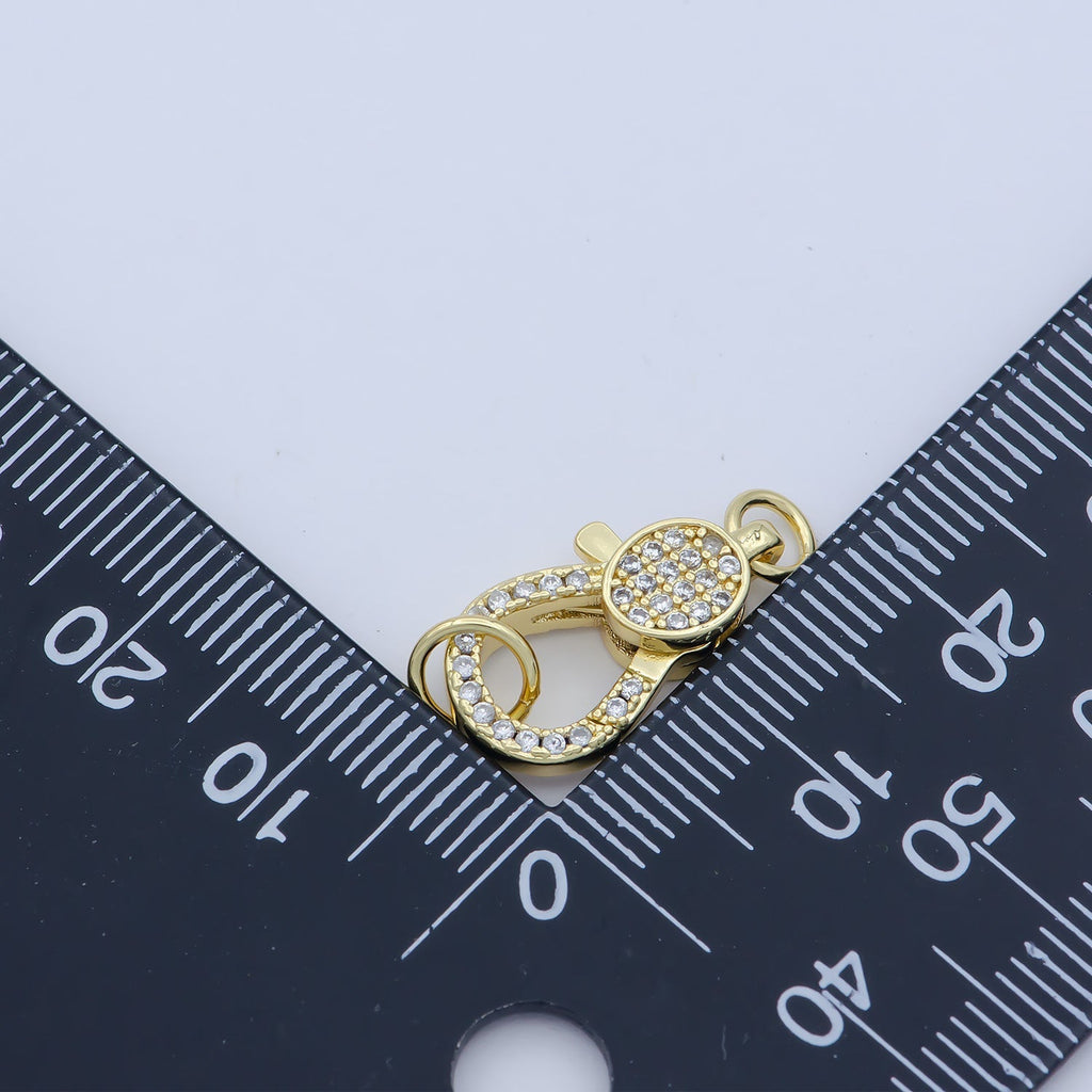 14k Gold Fill Oval clasp for Bracelet Necklace Buckle Micro paved , CZ Cubic Lobster Clasp Fastener for Beading supplies Component - DLUXCA
