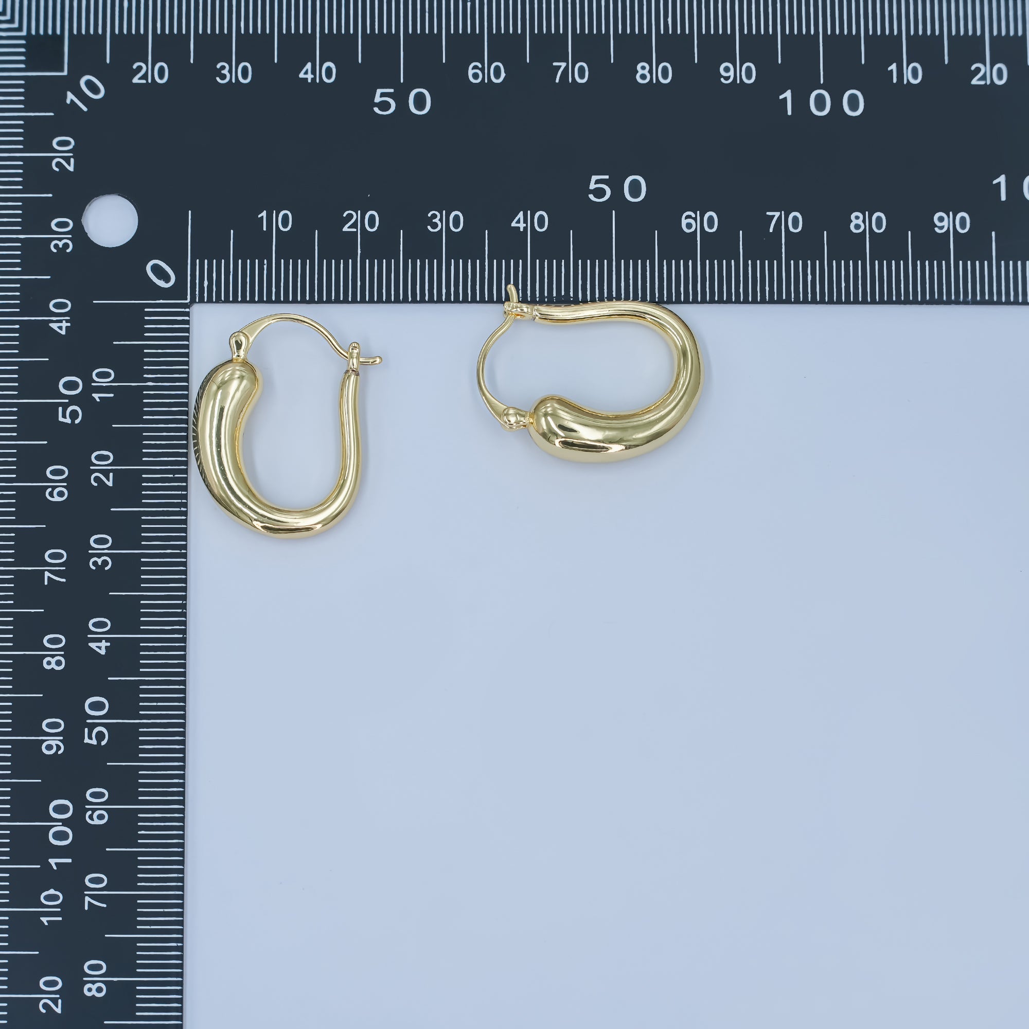 24K Gold plated Molten U-Shaped Latch Hoop Earrings | AD1207
