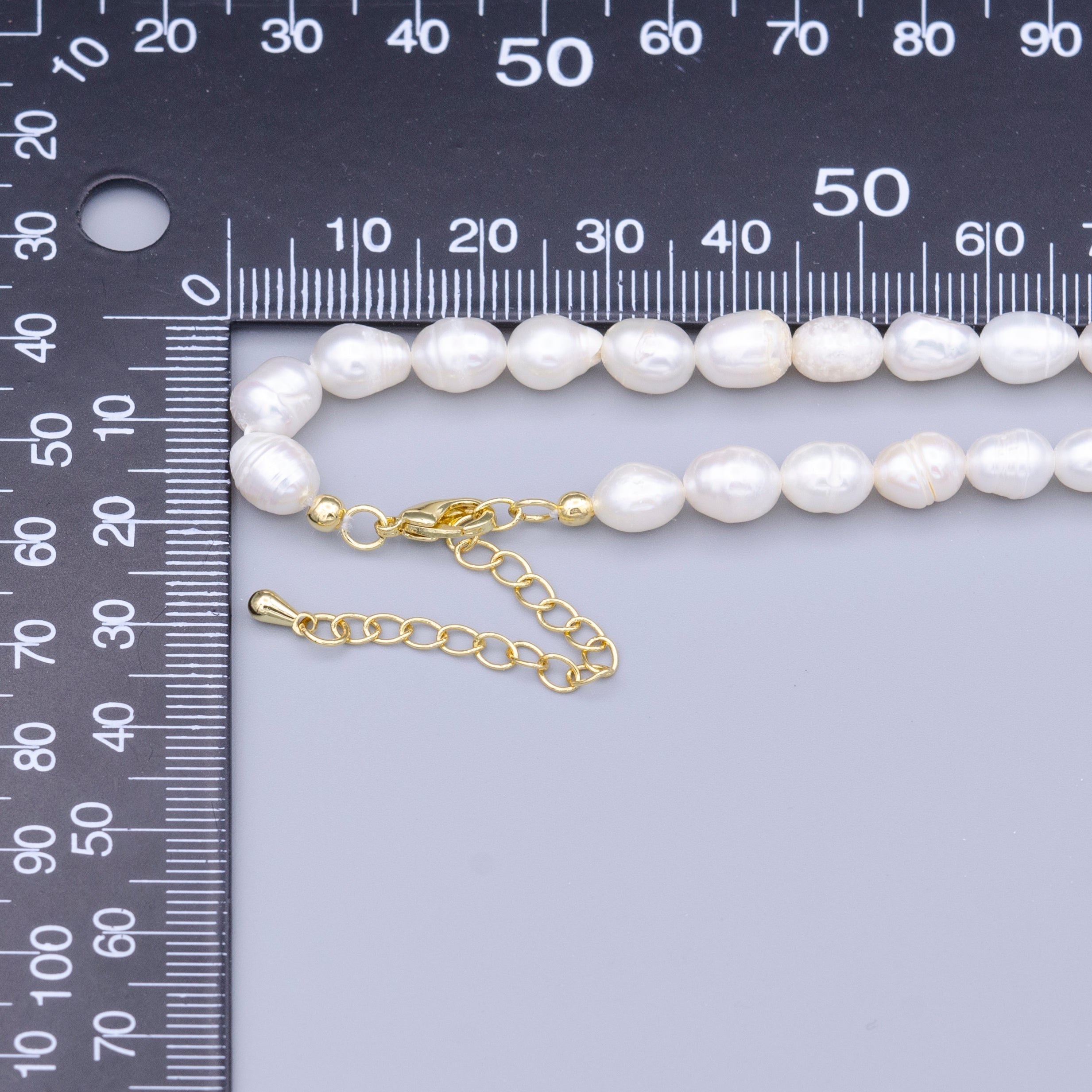 24K Gold plated Ringed Freshwater Pearl 14 Inch Choker Necklace | WA-2913