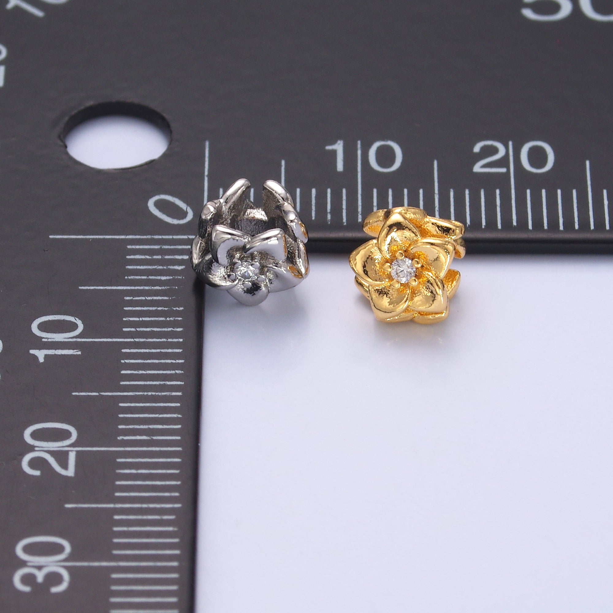 24K Gold plated CZ Daffodil Flower Bead in Gold & Silver | B242