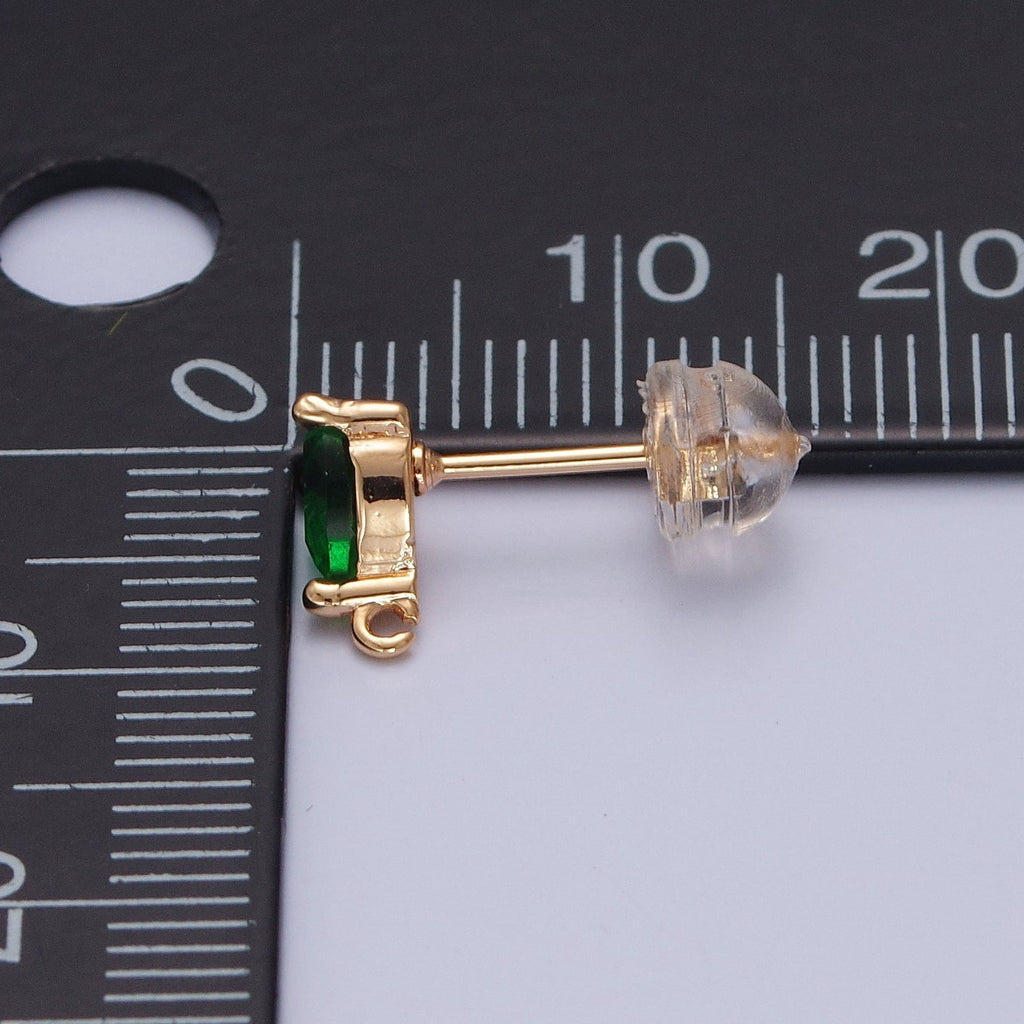 16K Gold plated Green Heart Cubic Zirconia Studs Open Loop Drops Earrings Supply | L735 - DLUXCA