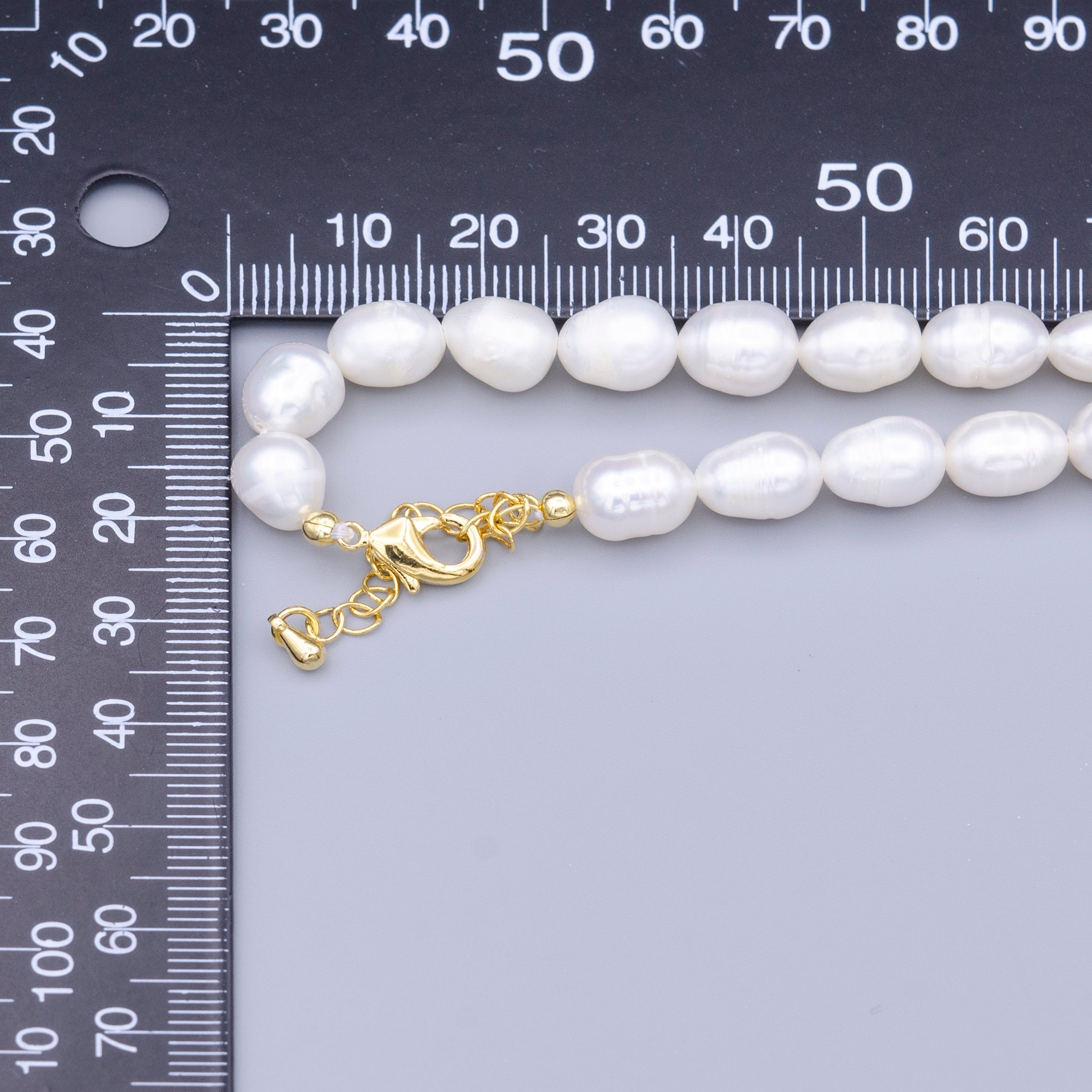 24K Gold plated 8mm Ringed Freshwater Pearl 15 Inch Choker Necklace | WA-2911