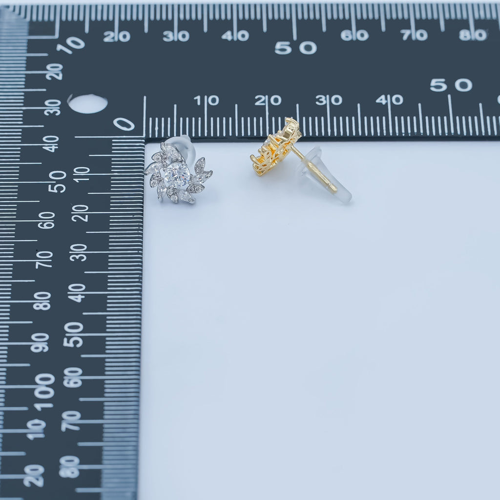 24K Gold Plated Marquise Micro Paved CZ Spiral Stud Earrings Set in Gold & Silver | AB488 AB549