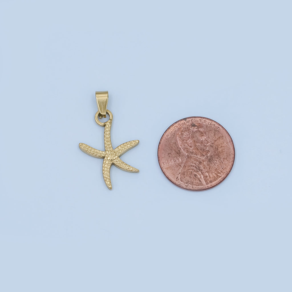 Stainless Steel 22.3mm Dotted Starfish Ocean Sea Animal Pendant | P-799