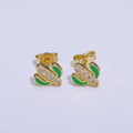 Green, Pink, Red, White Blue Enamel Micro Paved CZ Succulent Cactus Plant Desert Mini Stud Earrings | T145 - T149
