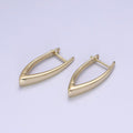 14K Gold plated 27mm Minimalist Navette English Lock Hoop Earrings | T287