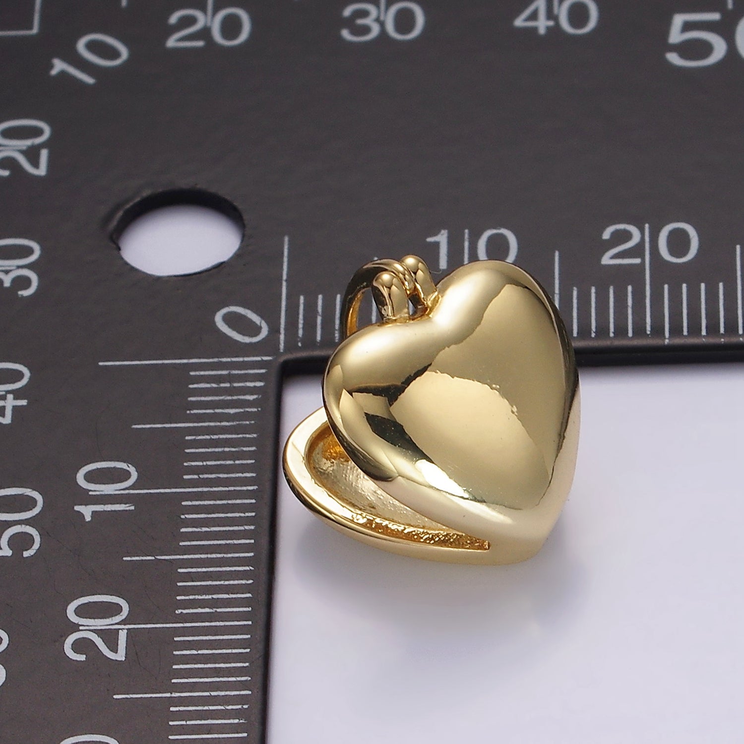 14K Gold plated 15mm Heart Double Sided Minimalist Latch Hoop Earrings | V059 - DLUXCA