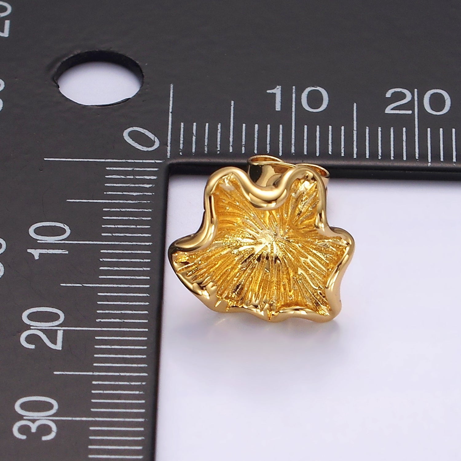 24K Gold plated Flower Sunburst Molten Stud Earrings | V067 - DLUXCA