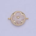 White Pearl Clover Charm Connector for Link Bracelet Component W-535 - DLUXCA