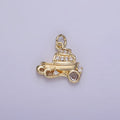 14K Gold plated 14mm Vehicle Motor Sea Boat CZ Micro Paved Charm in Gold & Silver | W537