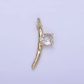 14K Gold plated CZ Hammered Bar Charm | W654