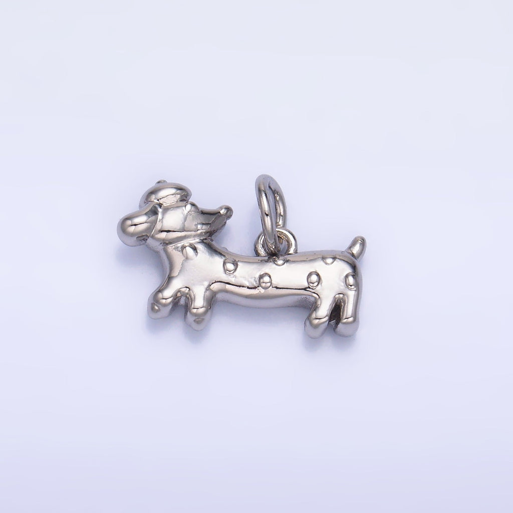 24K Gold plated Weiner Dachshund Dog Charm in Gold & Silver | W876