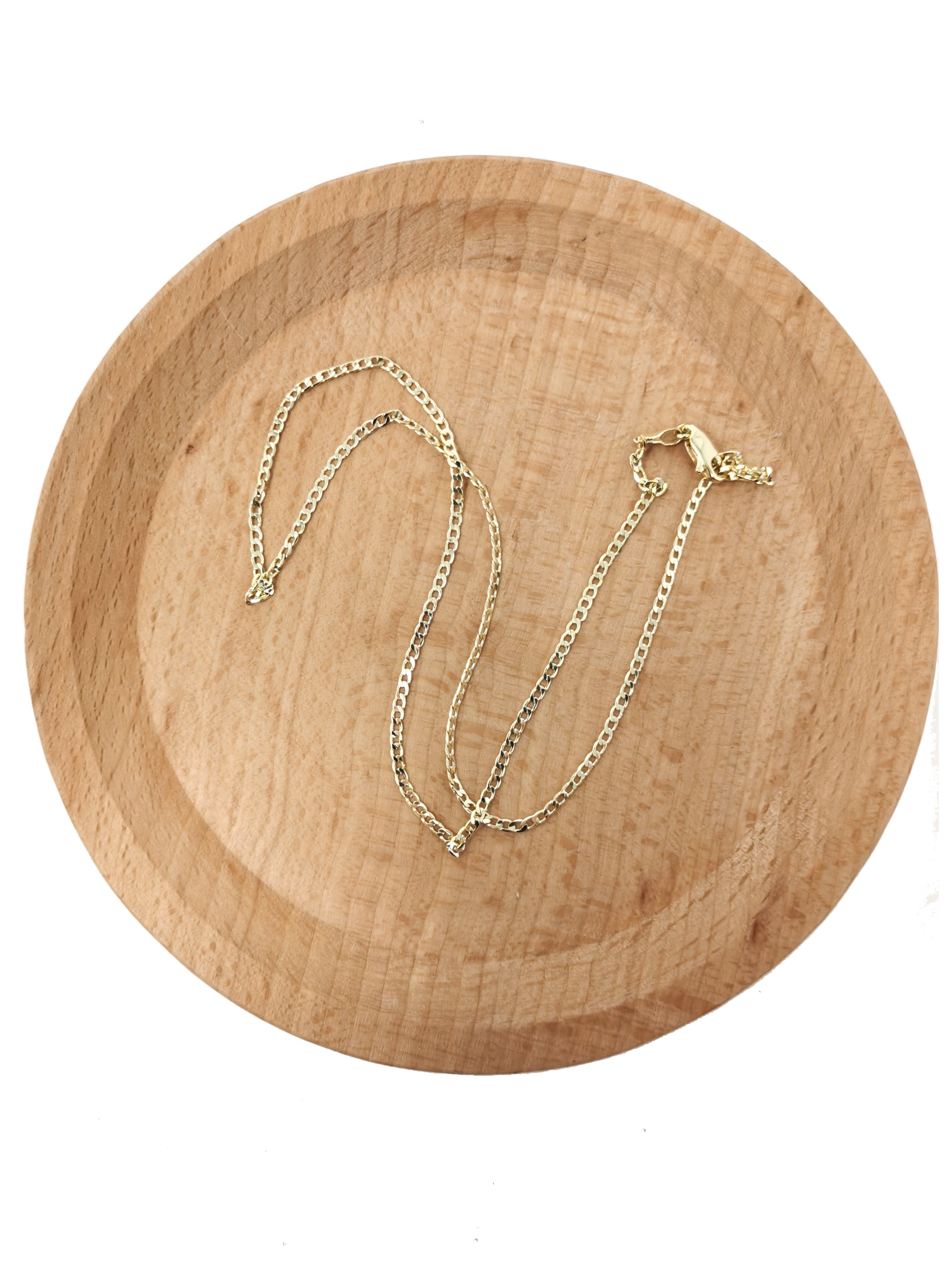 14K Gold plated 1.8mm Minimalist Curb Chain 17.5 Inch Necklace | WA-01746