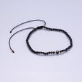 14K Gold plated Black Onyx Multifaceted Rope Adjustable Friendship Bracelet | WA-02165 ~ WA-02167