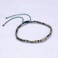 14K Gold plated Green Moss Agate Multifaceted Rope Adjustable Friendship Bracelet | WA-02174 ~ WA-02176