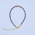 24K Gold plated 2mm Carnelian Amazonite Gemstone 7.5 Inch Bracelet | WA-2882