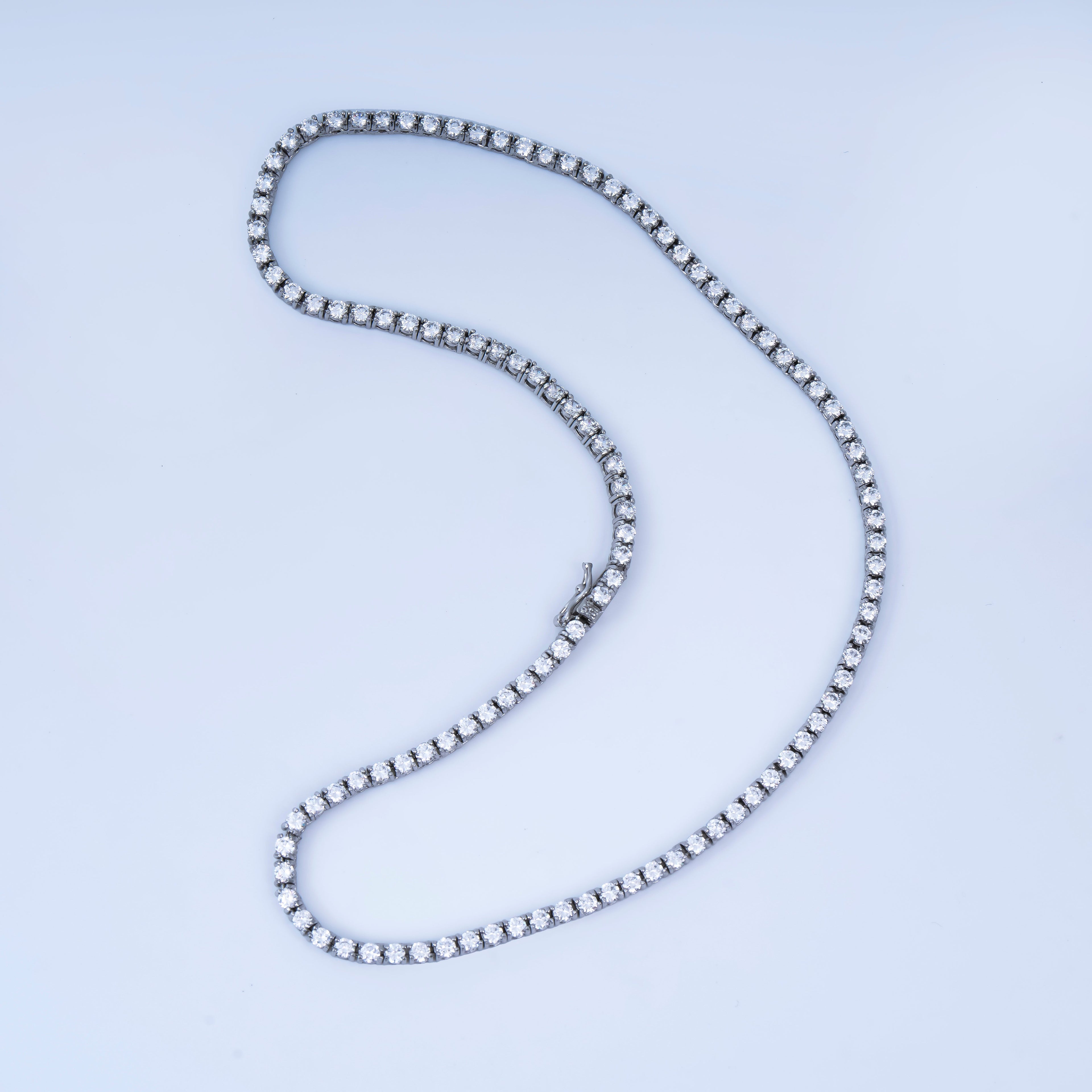 White Gold plated 3.5mm Clear CZ Tennis Chain 17 Inch Necklace | WA-3021