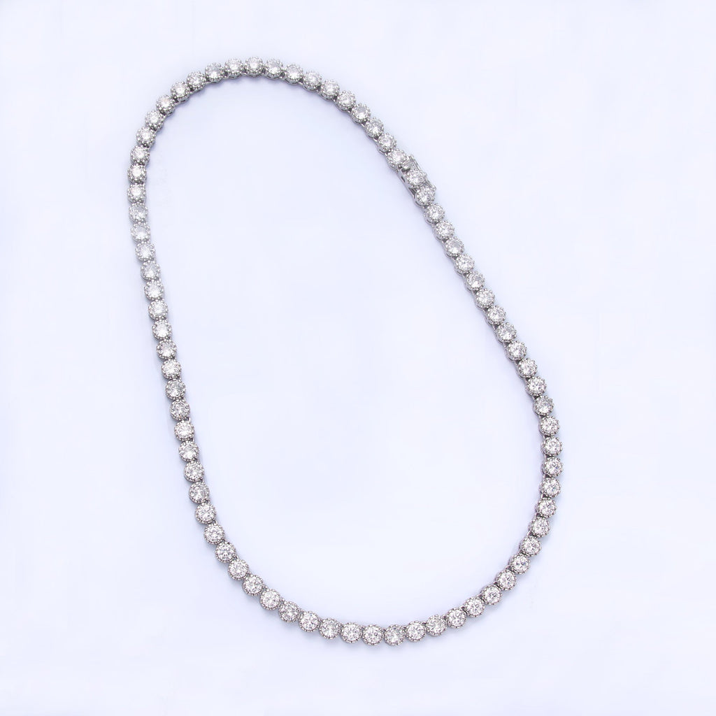 24K Gold plated Round CZ Encapsulate Tennis Chain 16 Inch Necklace in Gold & Silver | WA-3025 WA-3026