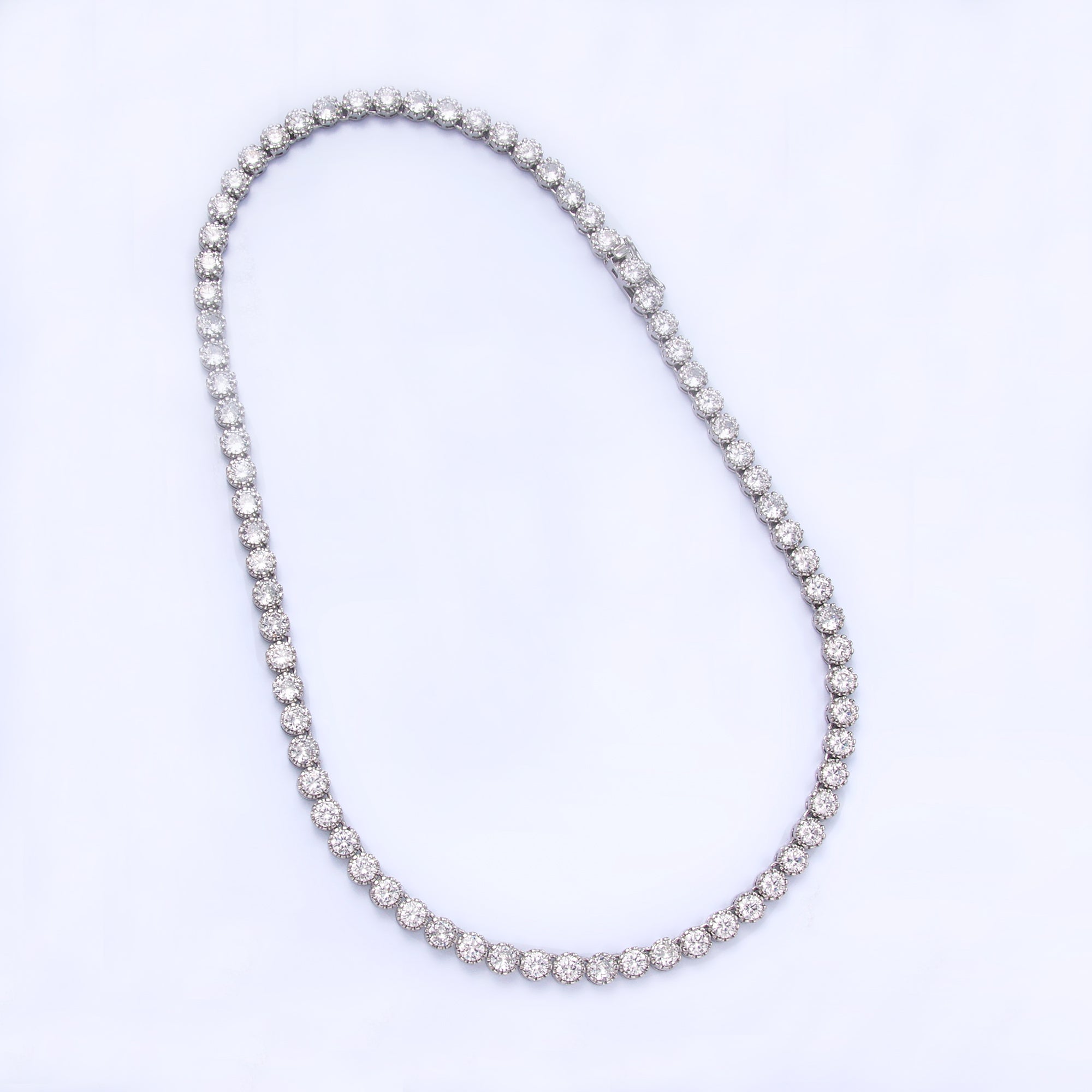 24K Gold plated Round CZ Encapsulate Tennis Chain 16 Inch Necklace in Gold & Silver | WA-3025 WA-3026