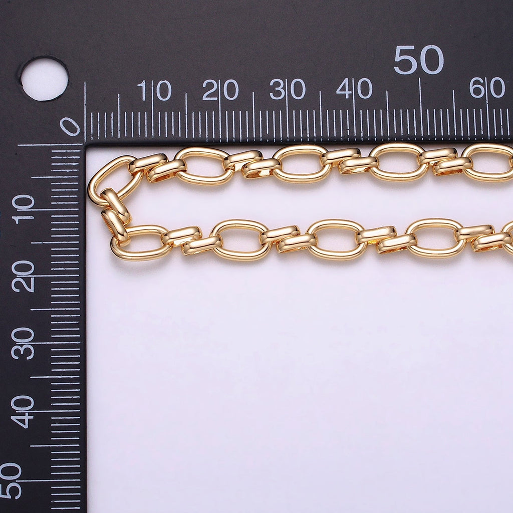16K Gold plated Oval Link Chain Chunky Unfinished Chain by Yard for Handmade Supply 6.1mm | Roll-1313 1314 - DLUXCA