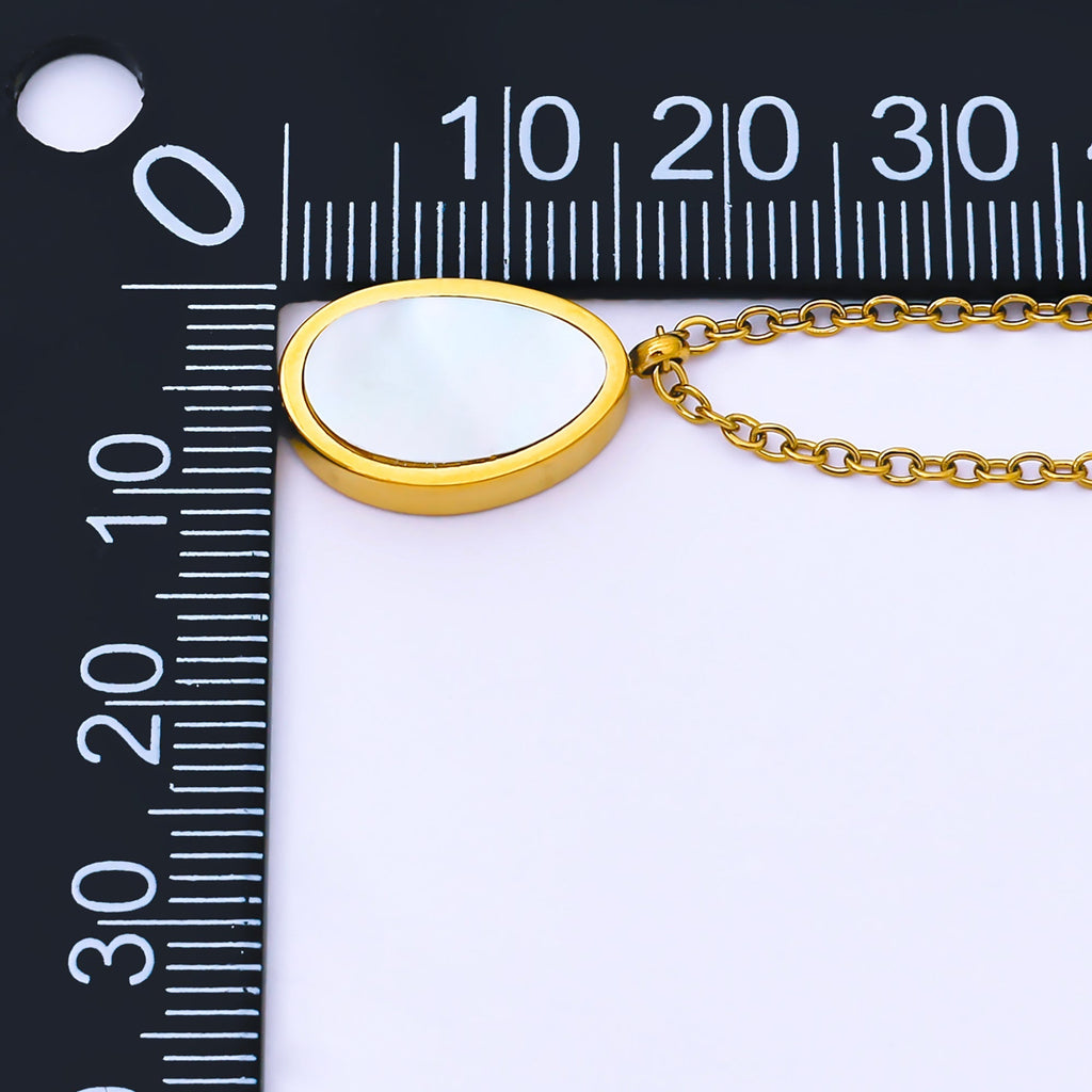24K Gold plated Shell Pearl Oval Cable 18 Inch Necklace w. 2 Inch Extender | WA-2658