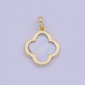 Mini 14K Gold plated Pearl Shell Quatrefoil Clover Pendant | X350 - DLUXCA