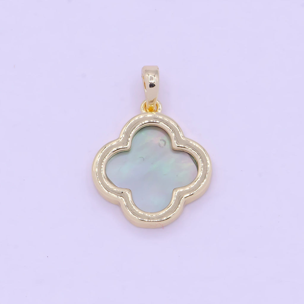 Dainty Abalone Clover Pendant Gold Lucky Charm X-460 - DLUXCA